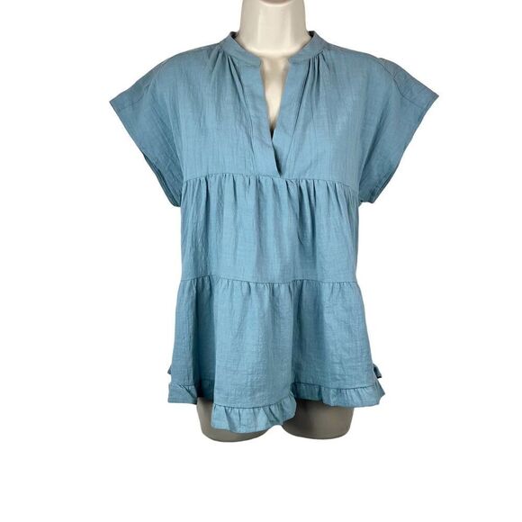 Talulah Peplum Top in Sage 100% Cotton Women's Size Large - Picture 1 of 9